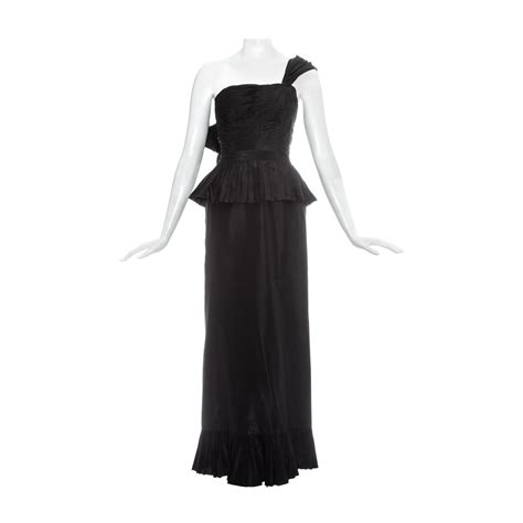 chanel black evening gown|Chanel pleated dress.